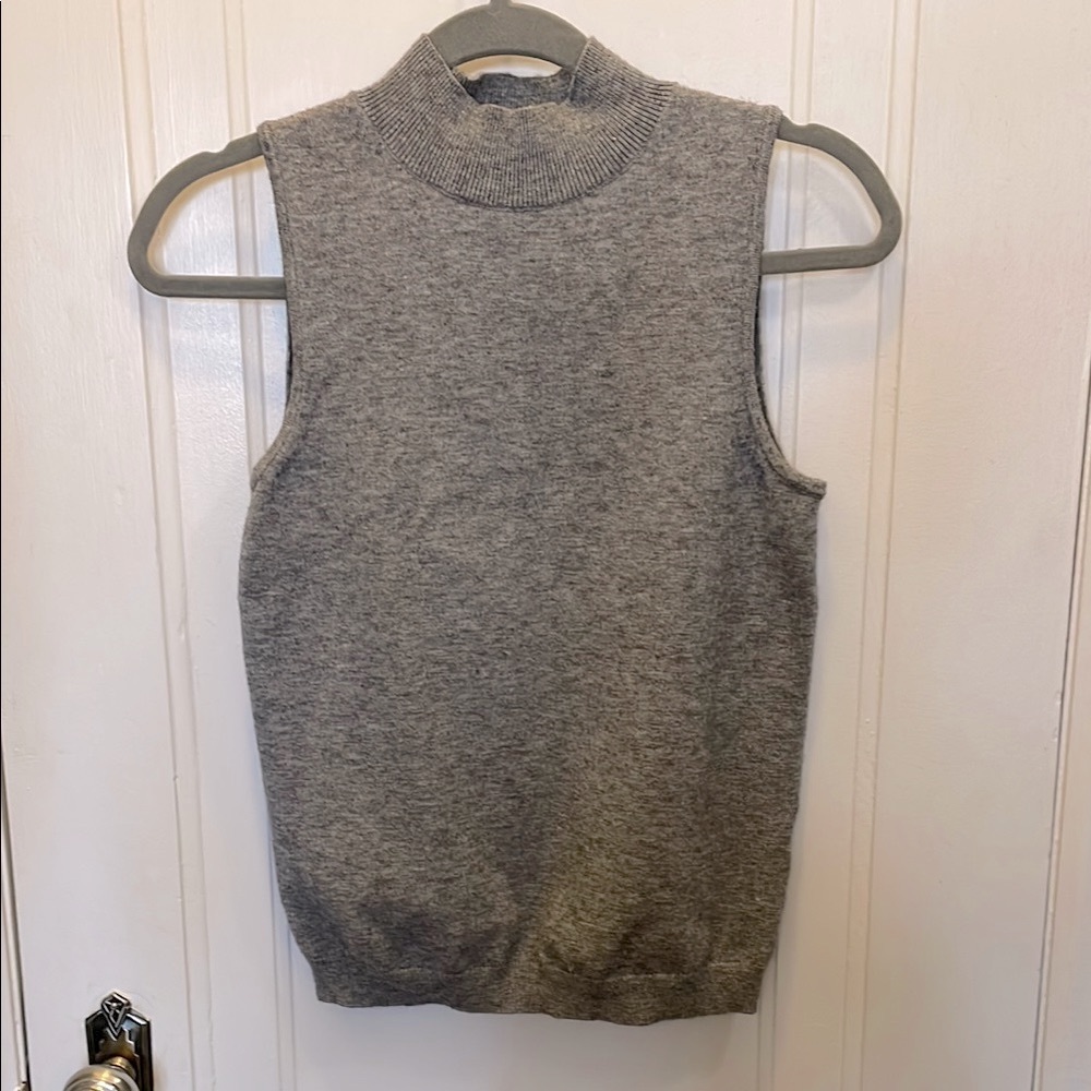 Anthropologie grey sleeveless knit mock neck top